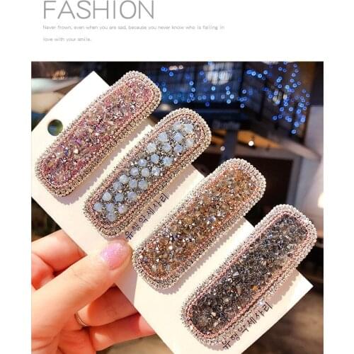 1PC Ins Square Waterdrop Bling Crystal Hairpins Headwear for Rhinestone Hair Clips Pins Barrette Hair Accessories T0616