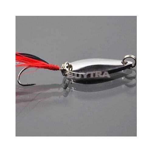 1PCS Metal Sliver 3.5g Spinners Spoon lure Fishing Lure Hard Bait Sequins with Feather Bass Treble Hook