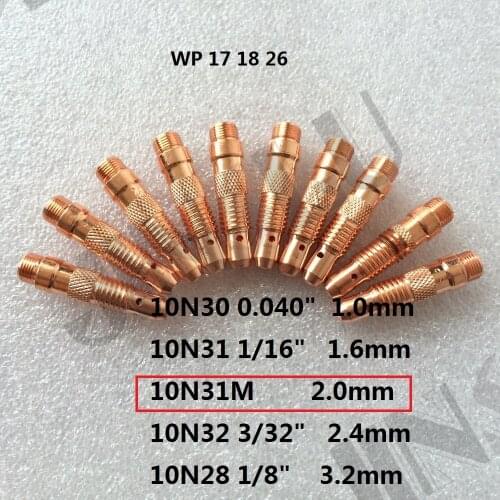 10PCS 10N31M 2.0mm collet body welding consumable for wp 17 18 26 tig welding torch
