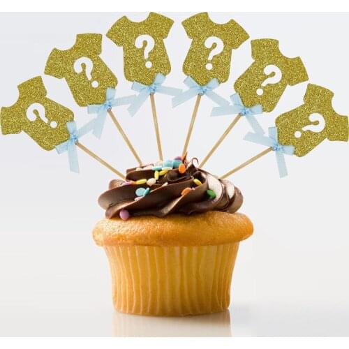 12pcs Cake Topper Gold Sparkle Cake Cupcake Toppers for Kids Baby Shower Birthday Wedding Cake Dessert Decoration Party Supplies