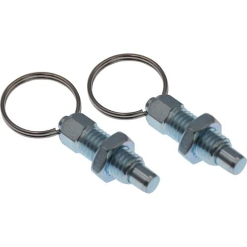 2PCS Carbon Steel Spring Indexing Plunger with Pull Ring M12 Flat M12X1.75X8mm