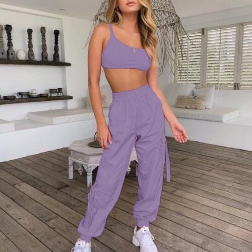 2021 Summer Sports Suit Ladies Sexy Cropped Vest Casual Pants 2-piece Set Ladies Fashion Street Sportswear Suit Jacket Set New