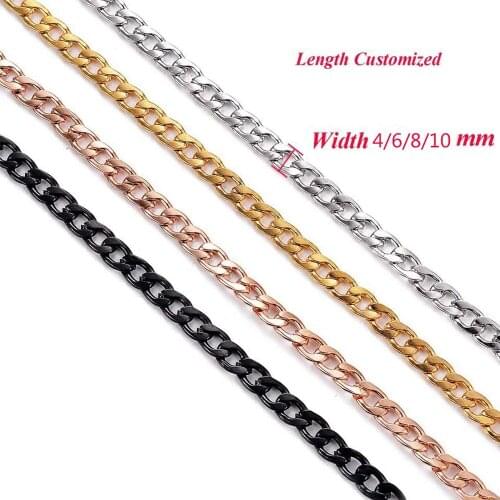 316L Stainless Steel Silver Plated 8-10mm Wide Curb Chain Necklace Punk Gift For Men Best Friend Hip Hop Necklace Chain Black