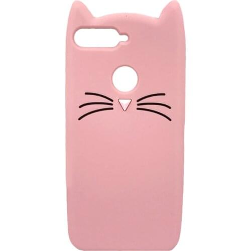 3D Cartoon Black Pink Glitter Cat Silicone Phone Case For Huawei Honor 7A Pro / Y6 2018 /Y6 Prime 2018 Ears Beard Cat Soft Cover