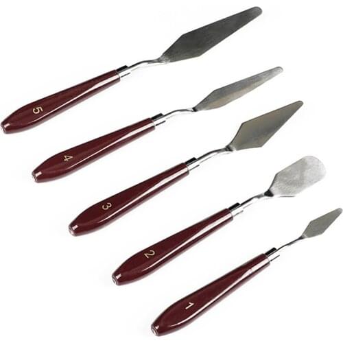 5Pcs Professional Stainless Steel Spatula Kit Acrylic Palette Scraper Knives Blade Oil Paint For Artist Cutter Painting Art Tool