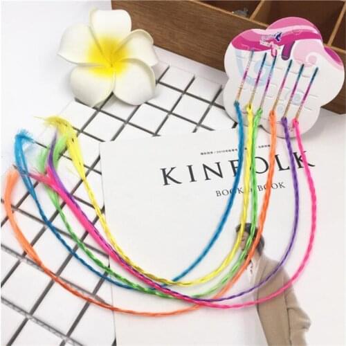 6pcs/set Girls Hair Accessories Hair Clip with Long Braid Tails Wig Hair Clips For Children Kids Boutique Headband Headwear