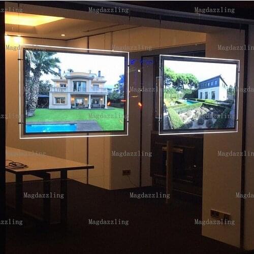 A2 Landscape Cable Hanging One Side LED Illuminated Acrylic Poster Frame Display Light Pocket for Real Estate Agent Window
