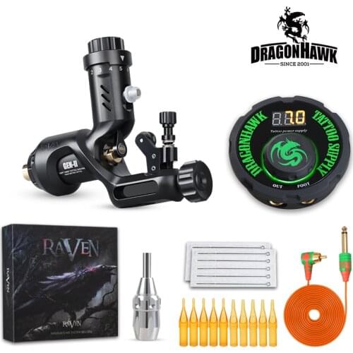 Top Rotary Machine Tattoo Kit Needles Grip Tips Set LCD Power Equipment Supplie LY