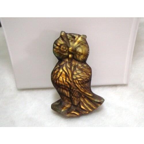 Free Shipping Natural Labradorite Carved Owl Pendants Women Jewelry