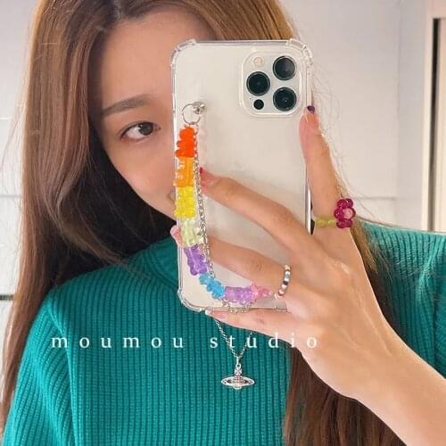 Cute Candy Bear Bracelet Transparent TPU Cover Case For Xiaomi Redmi Note 9T 10 Pro 10S 9 9S 8 8T 7 7A 8A 9A 9C