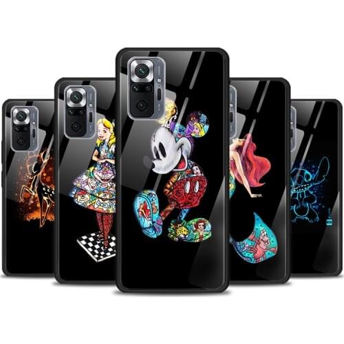 Tempered Glass Luxury Cover Disney Princess Marvel For Xiaomi Redmi K40 K30 K20 9T 9C 9A 9 8A 7 Pro Plus Phone Case