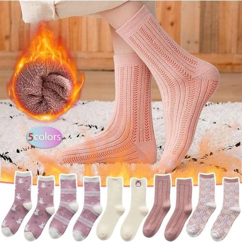 Color mixing Fashion Winter Keep Warm Womens socks set Printed Ladies Breathability Breathable Lovely Sleeping Thick Socks