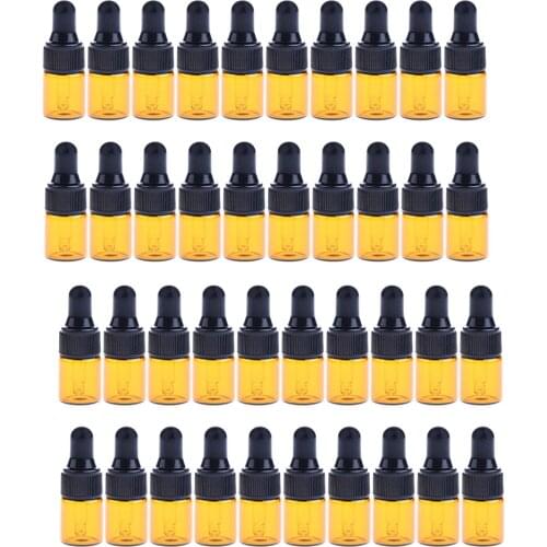 40pcs High Quality Mini Refill Glass Empty Dropper Bottles Vials Containers For Essential Oils Perfume 1ML 2ML