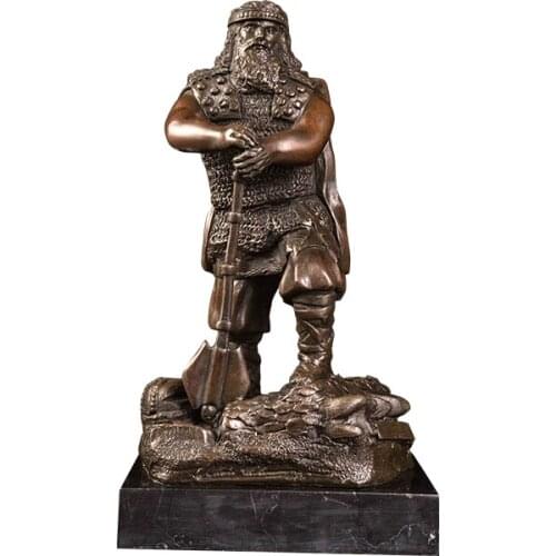 DS513 Home Decoration Ancient Bronze Mongolia Man Statue Antique Mongolia Soldier With Sword Figuriens Sculpture For Collectible