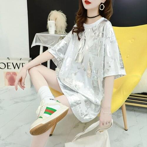 Short Sleeve T shirt For Women 2020 Summer Letter Printing Korean Loose Streetwear Round Neck Mid-length Tops bluzka damska Z268