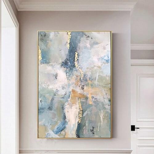 Gold Foil Pictures Art Hand Painted Modern Abstract Oil Painting On Canvas Wall Art For Living Room Home Decoration Paintings