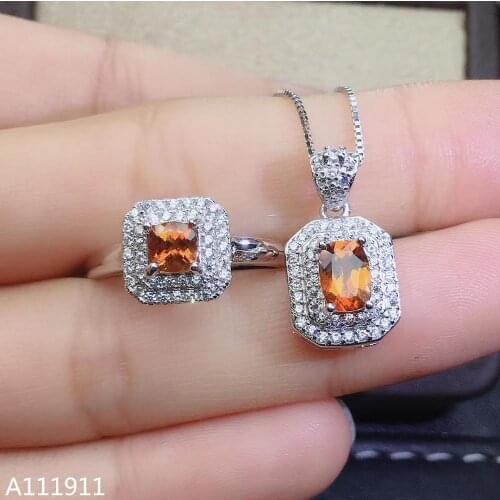 KJJEAXCMY fine jewelry 925 sterling silver inlaid Natural Garnet pendant ring exquisite Womens suit support detection popular