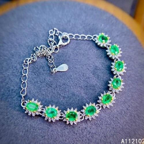 KJJEAXCMY fine jewelry 925 sterling silver inlaid natural emerald classic girl new hand bracelet support test Chinese style