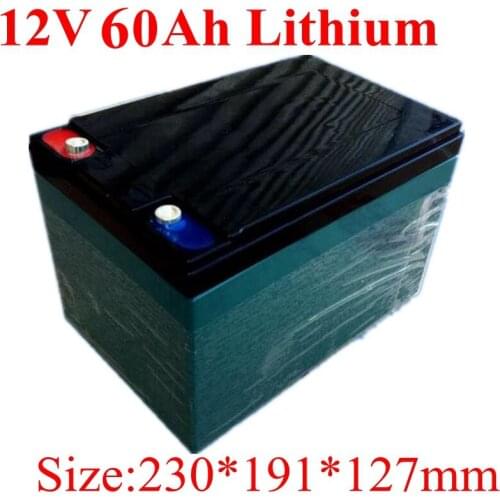 12V Lithium Ion Battery Pack 12V 60AH Li Ion Bateria 18650 with BMS 3S for Searchlight Trolling Inverter Camping + 5A Charger