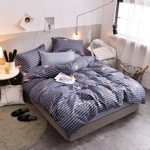 Bedclothes Striped Flamingo Bedding Quality Luxury Bedding Set Bed Spread Duvet Cover+bed Sheet +Pillowcases Animal Home Textile
