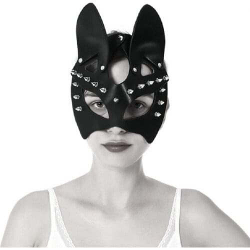 Leather head eye face mask Bondage necklace Mature Women Restraint roleplay Halloween couple SM Exotic Accessories Slave sex toy