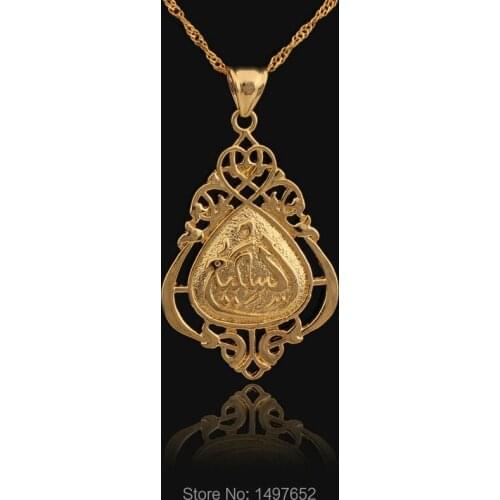 Hot Sale Islamic / Gold Color Fashion Jewelry Allah Pendant Necklace For Women/Men Fashion Wholesale Free Shipping
