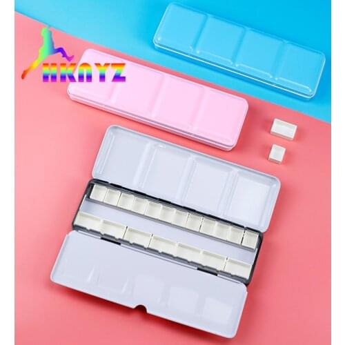 1 sets Pink/Blue/Green Watercolor Paint Metal 24 Tin Box with 14 Full Pans/24 Half Pan For Painting Empty Paint Color Palette