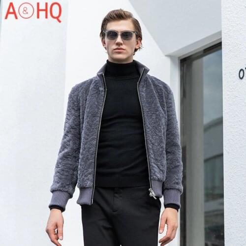 2021 Real Sheep Shearling Fur Coat Mens Genuine Sheepskin Leather Jackets for Men Winter Jacket Hommes Veste LXR1027