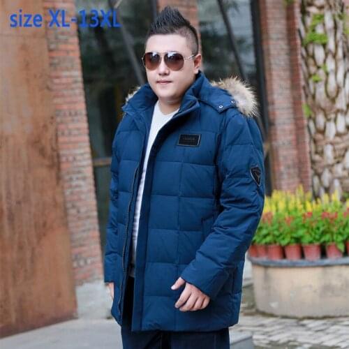 New fashion high quality super large Men Casual Warm Thick with hood Fur collar Loose Down Jacket coat plus size XL11XL12XL13XL