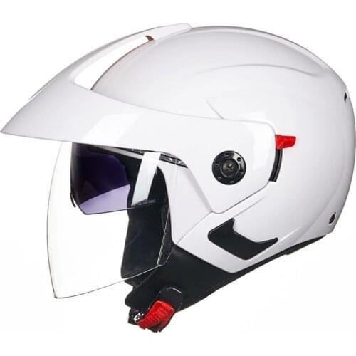 Men Motorcycle Half Dual Lens Scooter Moto Helmet Casco Vespa Village Riding Capacete De Moto Motocross Helmets White L 59 60cm