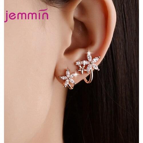 925 Sterling Silver Stud Earring Set For Women Girls Wedding Engagement Fashion Jewelry Cubic Zirconia Cute Flower Shape