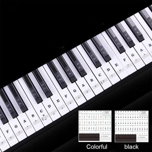 Transparent Piano Keyboard Sticker 32/54/61/88 Key Electronic Keyboard Piano Sticker Piano Stave Note Sticker For White Keys