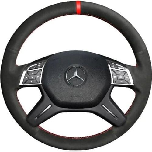 New Anti Slip Black Leather White Stitching Steering Wheel Stitch on Wrap Cover For Mercedes Benz ML350 E300 2014 GL350 2013-15
