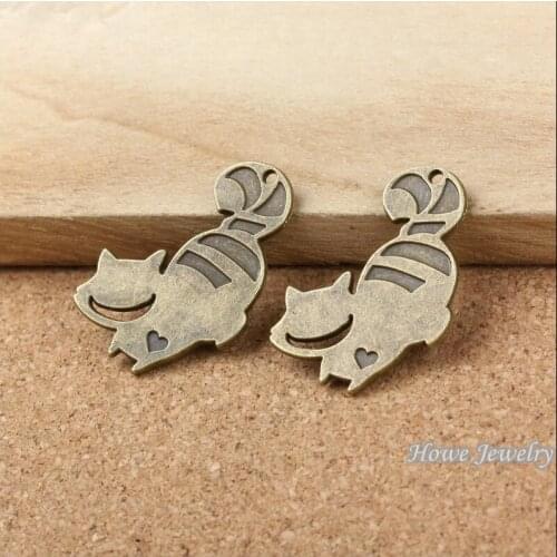 Wholesale 35 pcs Vintage Charms Cat Pendant Antique bronze Fit Bracelets Necklace DIY Metal Jewelry Making 10095