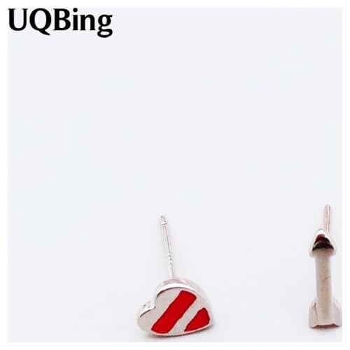 Wholesale 925 Sterling Silver A Heart Piercing Asymmetrical Stud Earrings Pendientes Plata Brincos