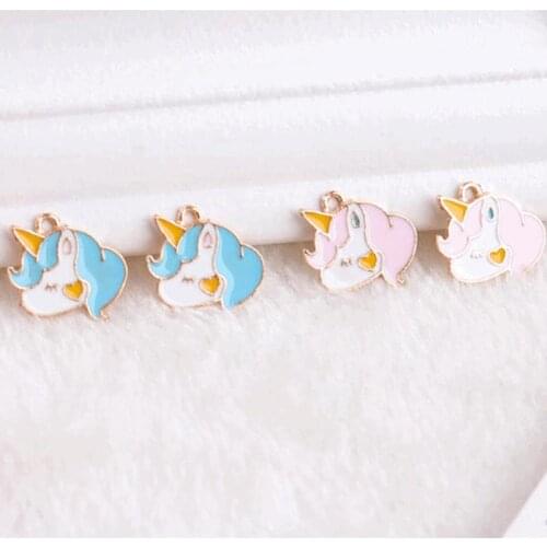 15MM Unicorn Animal Glazing KC Alloy Earring Necklace Pendants DIY Jewelry Charms Making Findings Fittings Accessories