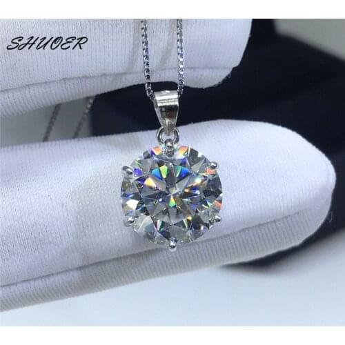 Classic 5 Carat Pass Diamond Tester Brilliant Cut D Color Moissanite Pendant Necklace 925 Sterling Silver Round Stone Necklaces