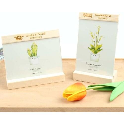 Personalized wedding engraved logo Wooden Photo Frame Picture Frames rustic wedding decoration centerpieces home decor