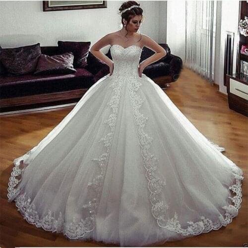 2020 Plus Size Arabic Sleeveless Wedding Dress Vestido De Novia Princess Bridal Gown Lace Beaded Ball Gown Wedding Dresses