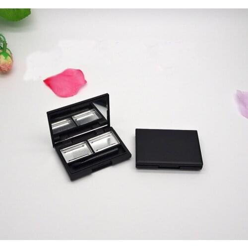 Eyebrow Powder Compact 2 Grids Matte Black Two-Tone Cosmetic Tools Eyeshadow Palette Empty Cosmetic Box Lipstick Container 30pcs