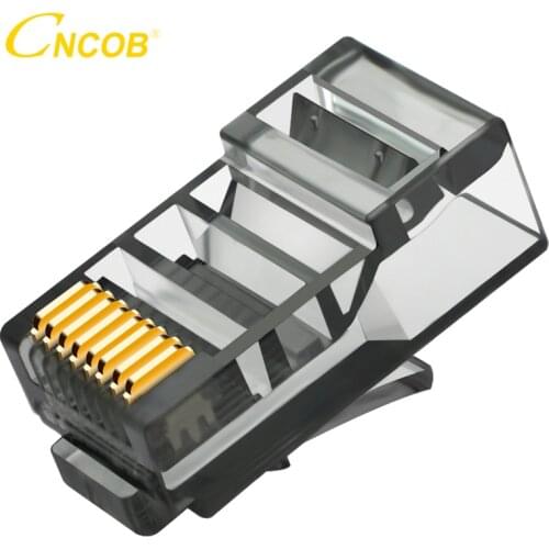 CNCOB 50/100PCS RJ45 Ethernet Cables Module Plug Network Connector RJ-45 Crystal Head Cat5 Cat5e Color Gold Plated Ends