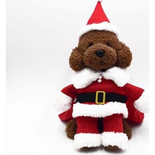 Christmas Pet Dog Cat Costumes Funny Santa Claus Costume For Dogs Cats Winter Warm Dog Clothes Chihuahua Pug Clothing