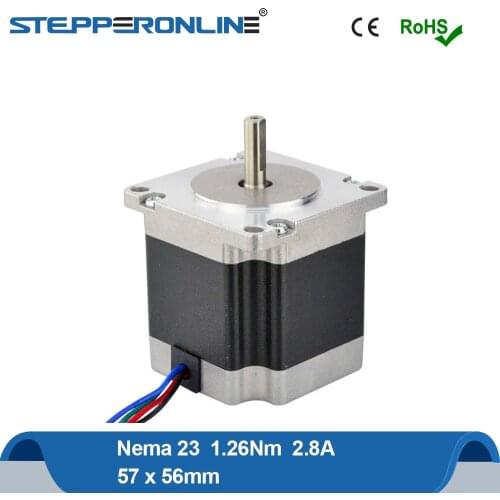0.9 Degree Nema23 Stepper Motor 1.26Nm(178.4oz.in) 57 Step Motor 57x56mm 2.8A 4-lead 6.35mm Shaft for CNC Mill Lathe Router
