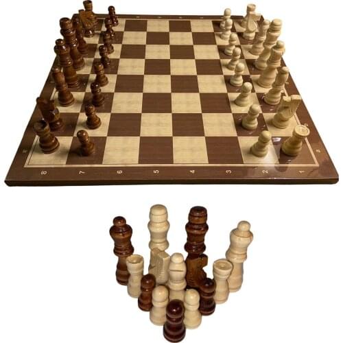 Wooden Chess Game Pieces - Stand 38x38 cm Walnut Chess Set Elegant International Chess Game Toy Puzzle Game Party