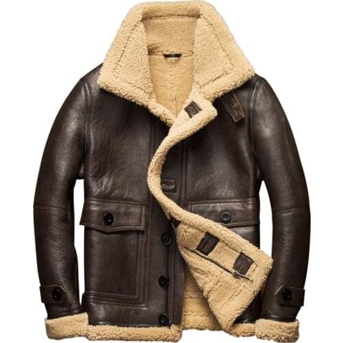 Real Fur Coat Winter Men Clothes 2020 100% Genuine Leather Jacket Sheep Shearling Bomber Jacket Sheepskin Coat Hiver 7107