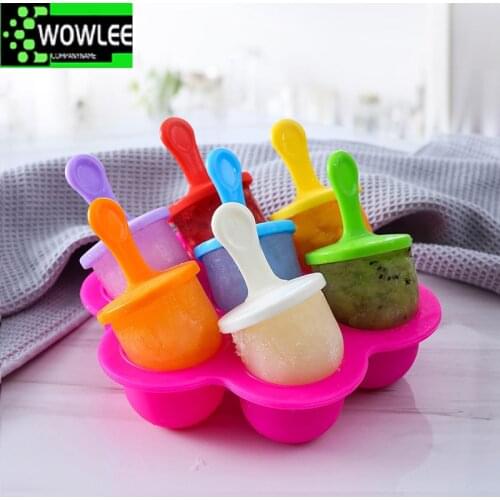 Hot 7 Cavity Silicone Mini Ice Pops Mold Cream Ball Maker Popsicles Molds Baby Diy Food Supplement Tool Jw