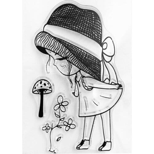 M17D Mushroom Girl Silicone Clear Seal Stamp DIY Scrapbooking Embossing Photo Album Decorative Paper Card Craft