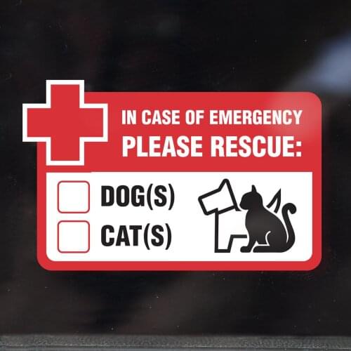 DOG and CATS INSIDE Please Rescue Pets in Case of Emergency Window Sticker Decal