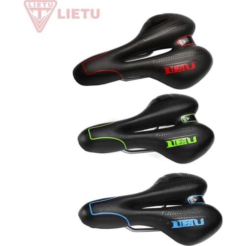 Bicycle Saddles Thicken Soft Bike Saddle with Hollow Design and Leather Surface for MTB / Road Bicycle