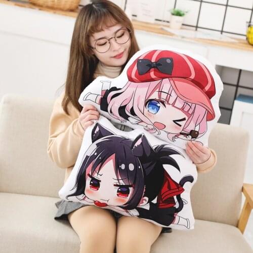 Japanese anime 48CM Kaguya-sama: Love Is War Shinomiya Kaguya Fujiwara Chika Plush toy Q version double sided pillow Plush gift